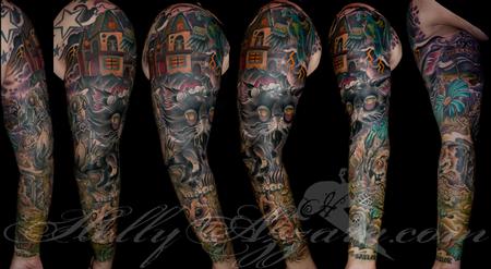 Zombie Pet Cemetery Sleeve Coverup Spread with Haunted Hause Design Thumbnail